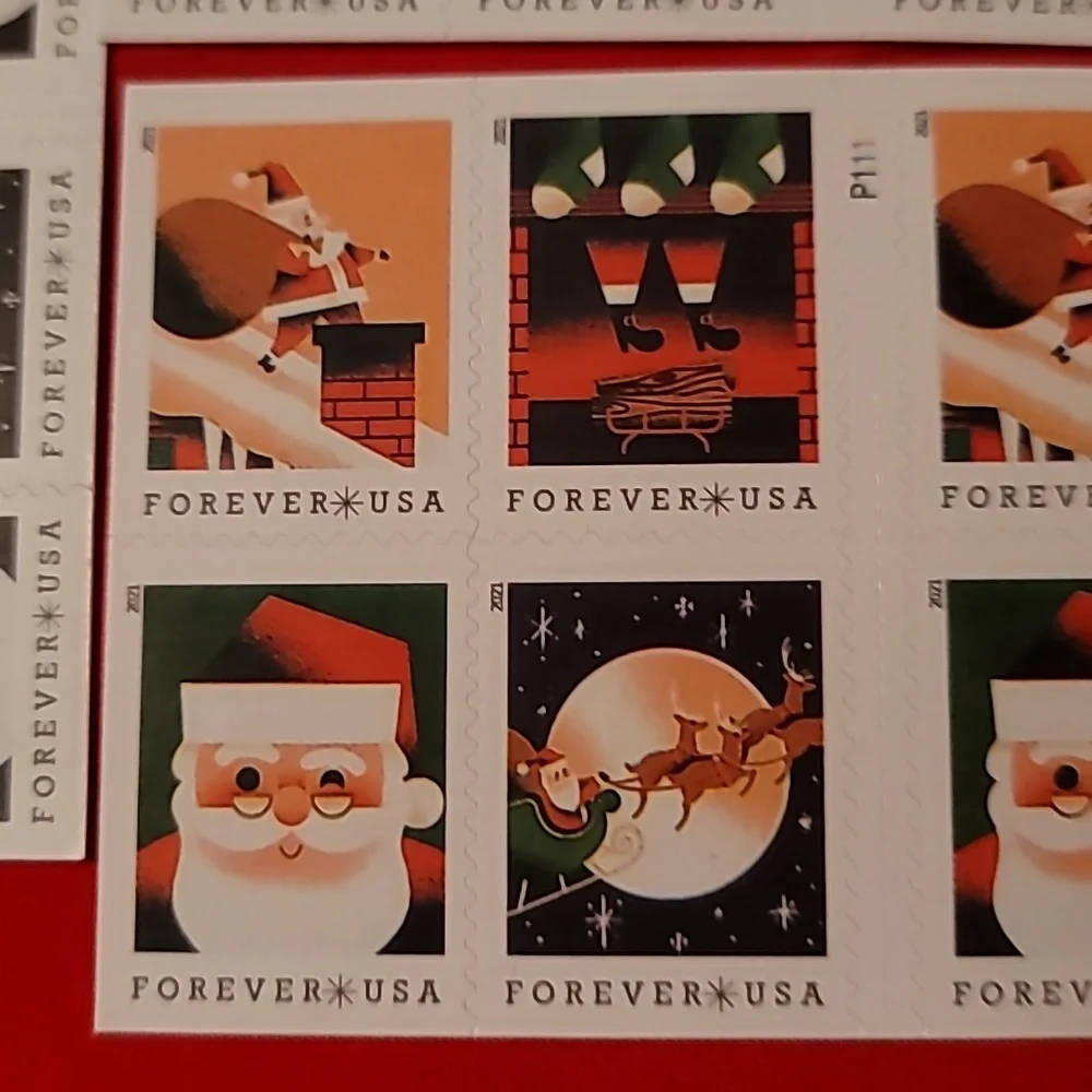 100 Visit From St. Nick 2021 Forever Postage Stamps USPS Christmas Cards Santa‎